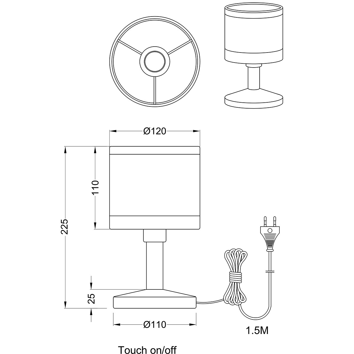 Lampe de table LED - Éclairage de table - Trion Vamos - Douille E14 - Rond - Chrome - Métal