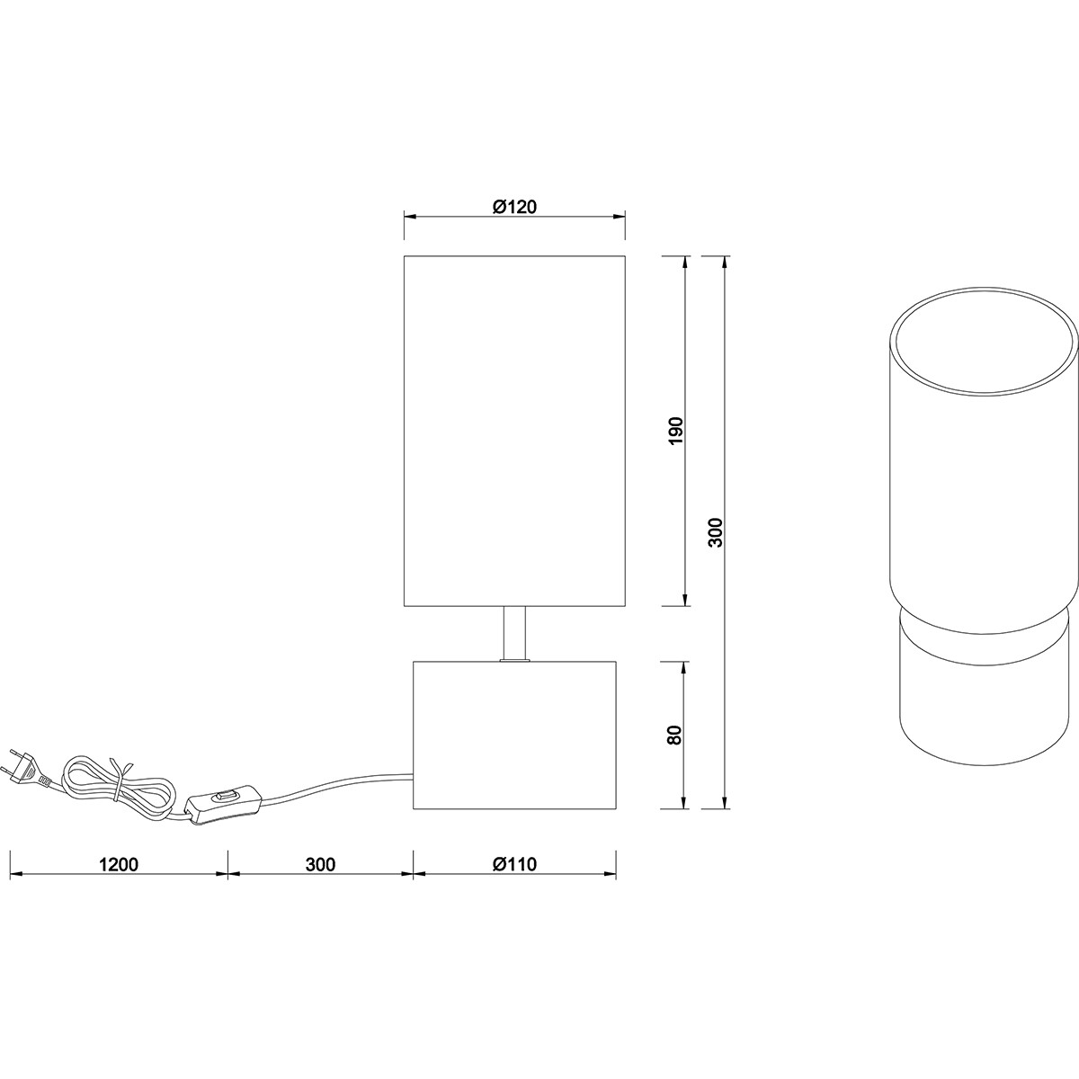 Lampe de Table LED - Éclairage de Table - Trion Wooden - Douille E14 - Rond - Mat Blanc - Bois