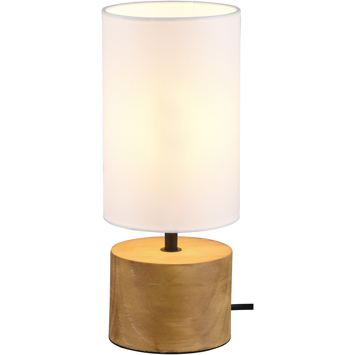 Lampe de Table LED - Éclairage de Table - Trion Wooden - Douille E14 - Rond - Mat Blanc - Bois