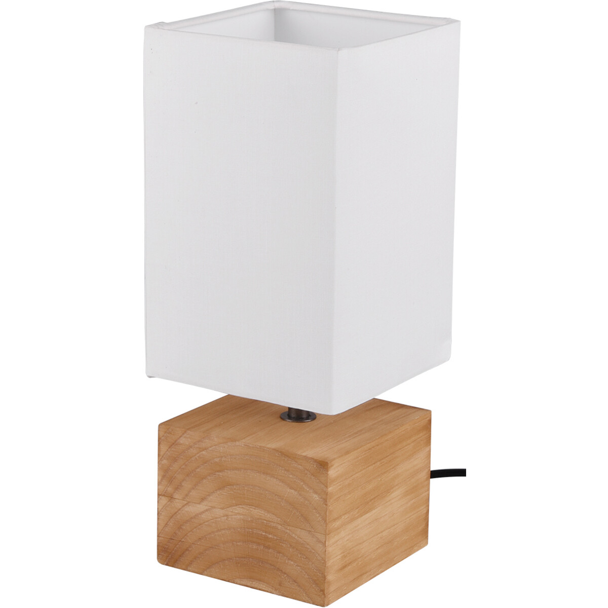 Lampe de Table LED - Éclairage de Table - Trion Wooden - Douille E14 - Carré - Mat Blanc - Bois