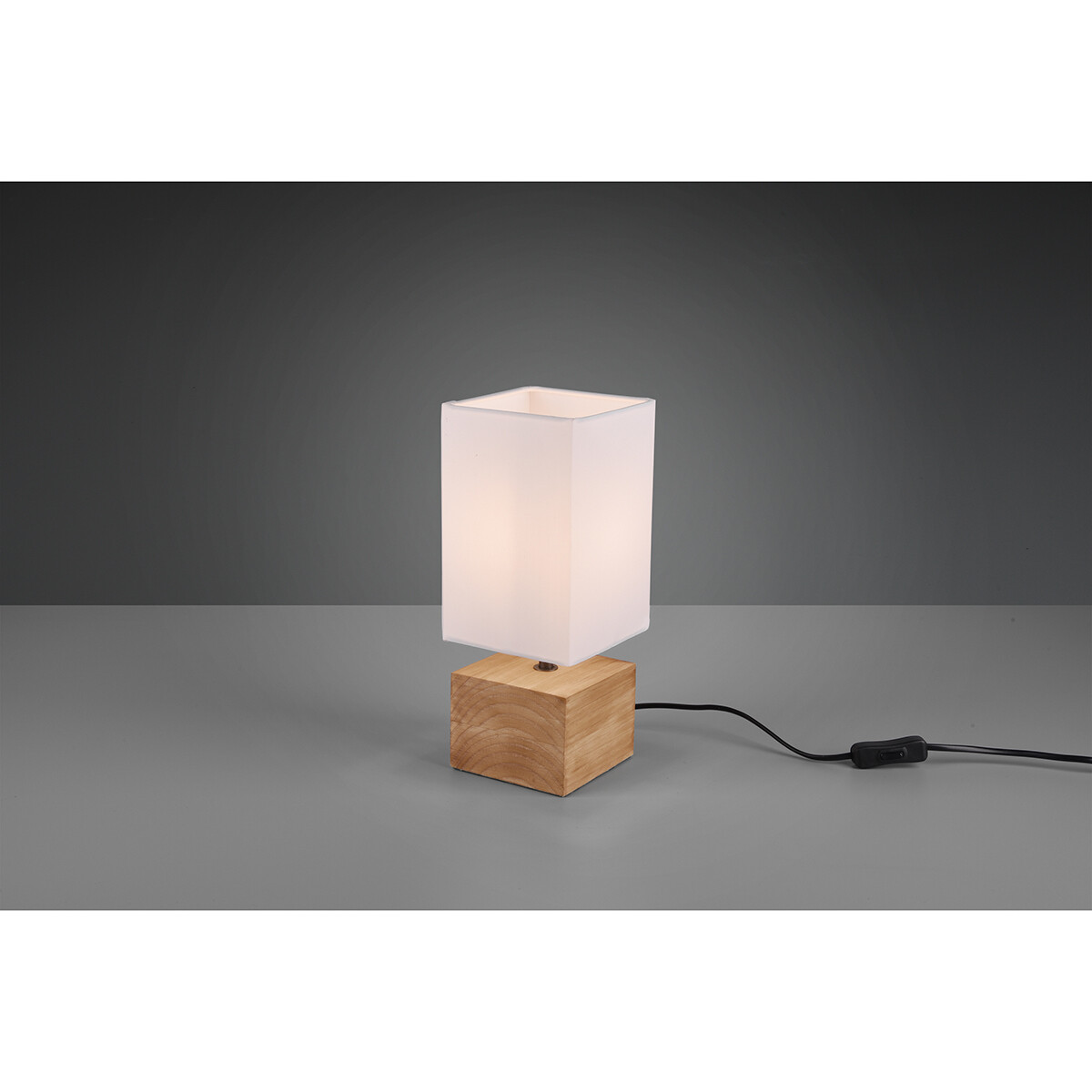 Lampe de Table LED - Éclairage de Table - Trion Wooden - Douille E14 - Carré - Mat Blanc - Bois