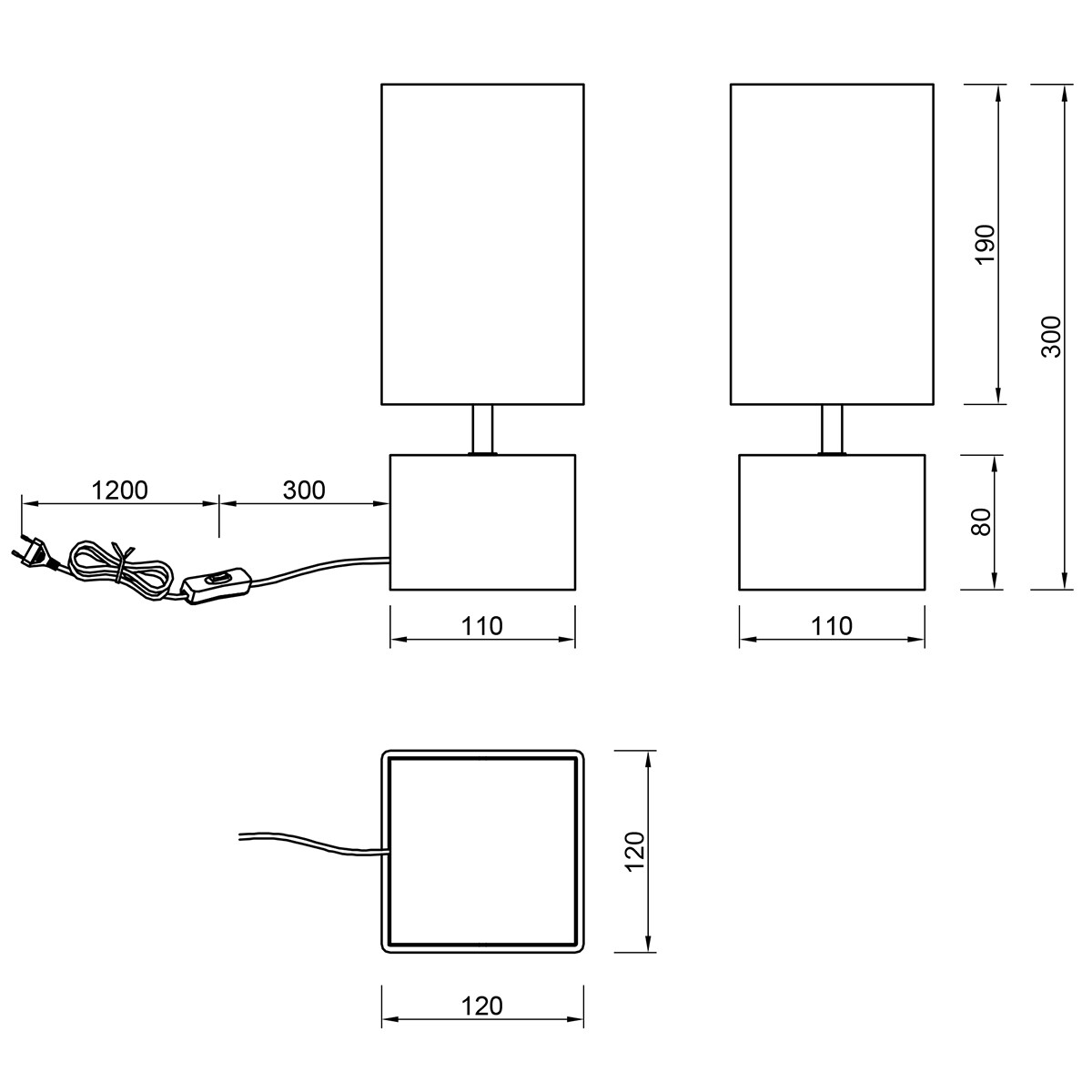 Lampe de Table LED - Éclairage de Table - Trion Wooden - Douille E14 - Carré - Mat Blanc - Bois