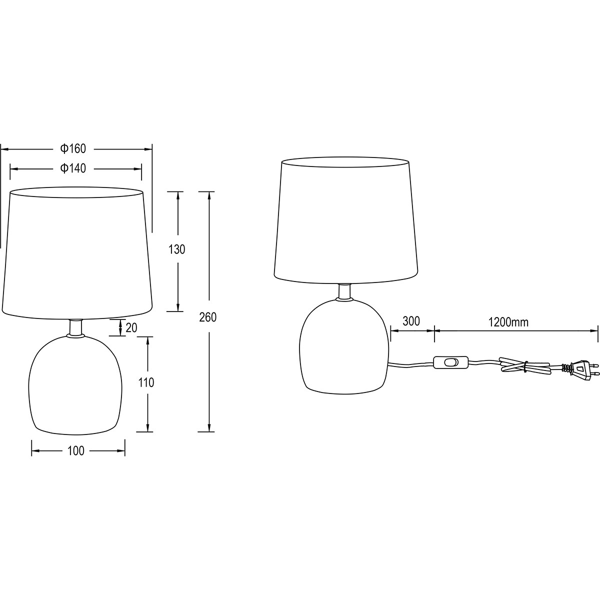 Lampe de Table LED - Éclairage de Table - Trion Zikkom - Douille E14 - Rond - Nickel Antique - Céramique