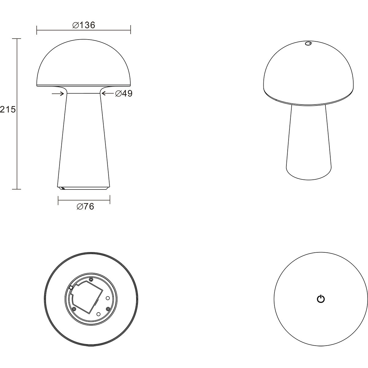 Lampe de Table LED - Éclairage de Table - Trion Lenio - 2W - Blanc Chaud 3000K - Dimmable - Rechargeable par USB - Étanche aux Éclaboussures IP44 - Rond - Mat Orange - Plastique