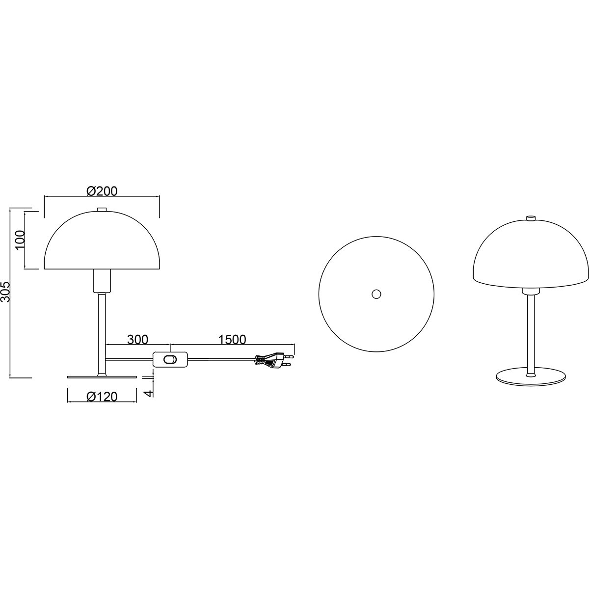 Lampe de table LED - Trion Alia - Douille E14 - Ronde - Blanc Mat - Métal