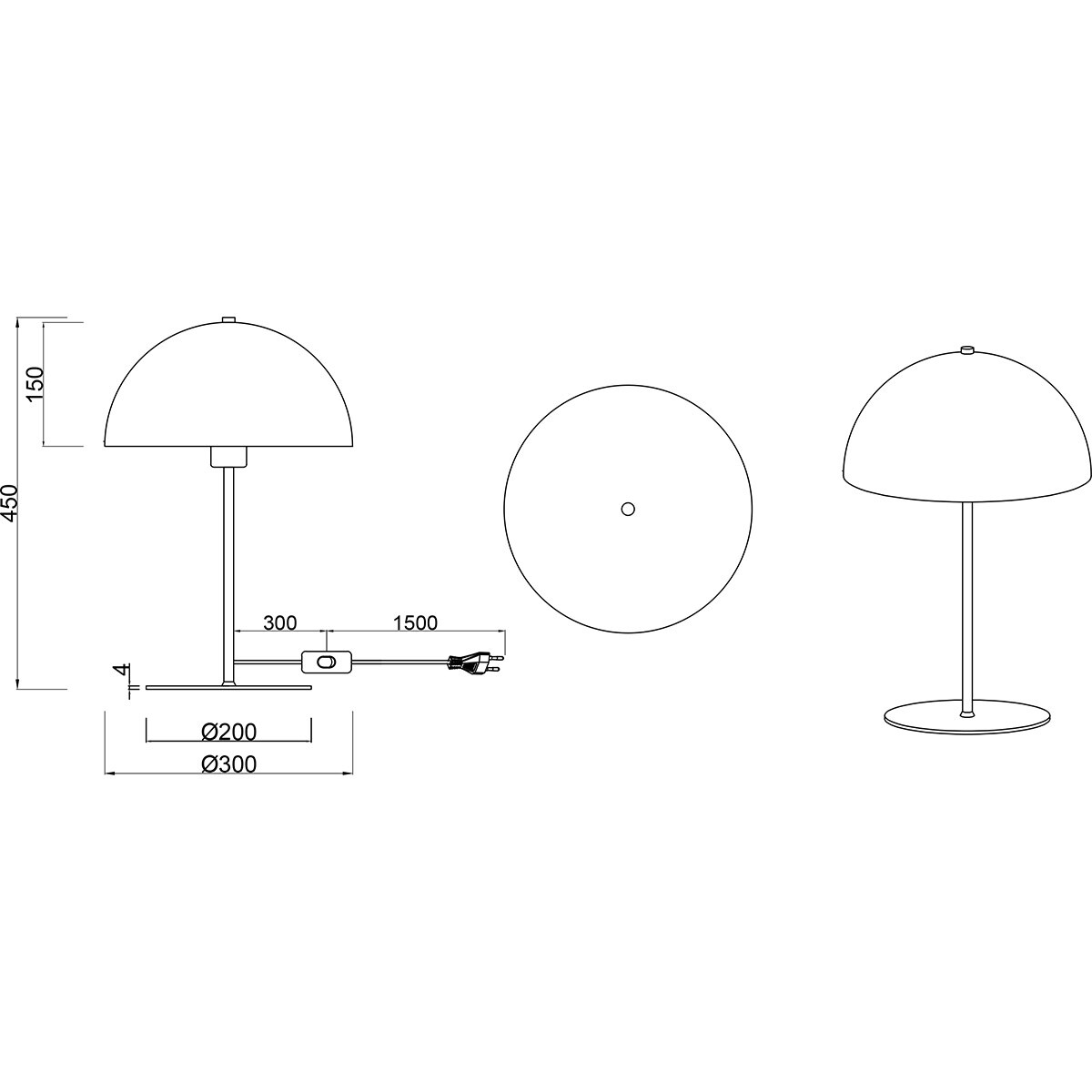 Lampe de table LED - Trion Alia - Douille E27 - Ronde - Blanc Mat - Métal