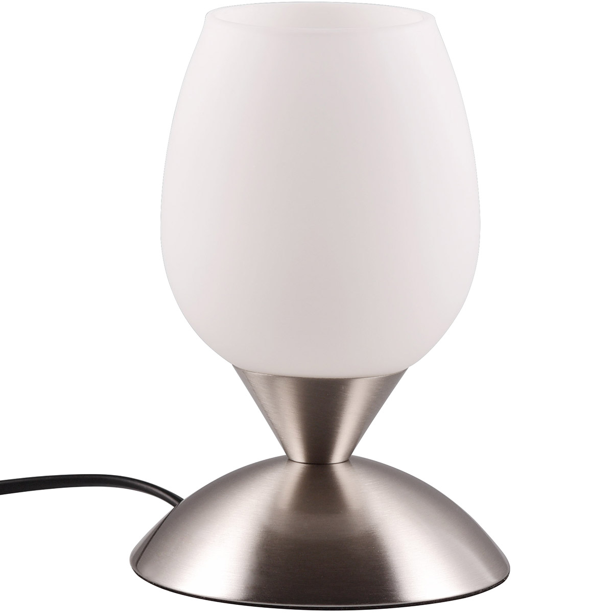 LED Lampe de Table - Trion Bekre - Douille E14 - 1 point lumineux - Nickel Mat - Métal - Verre Blanc