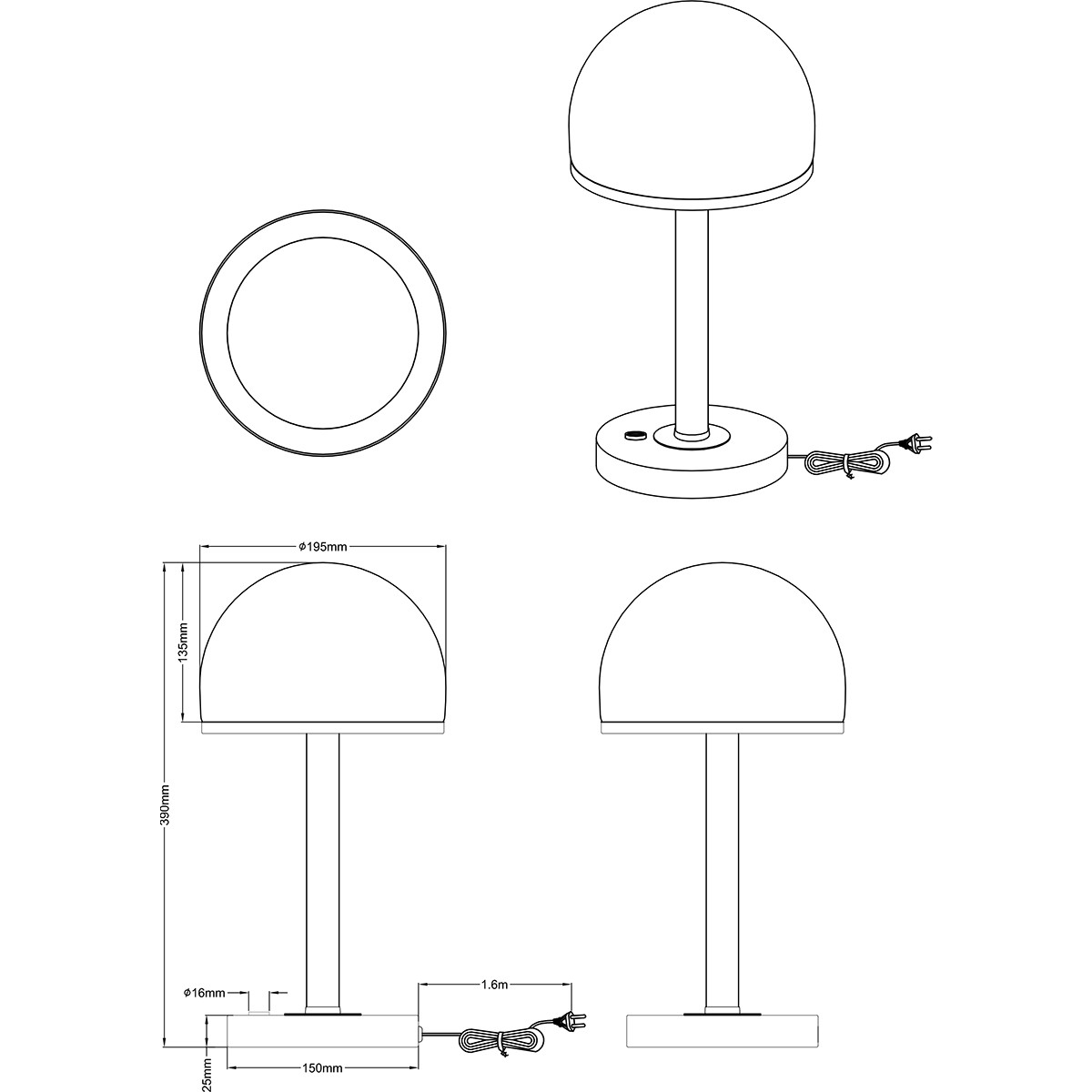 Lampe de Table LED - Trion Berl - 4W - Blanc Chaud 3000K - Dimmable - Rond - Mat Nickel - Aluminium