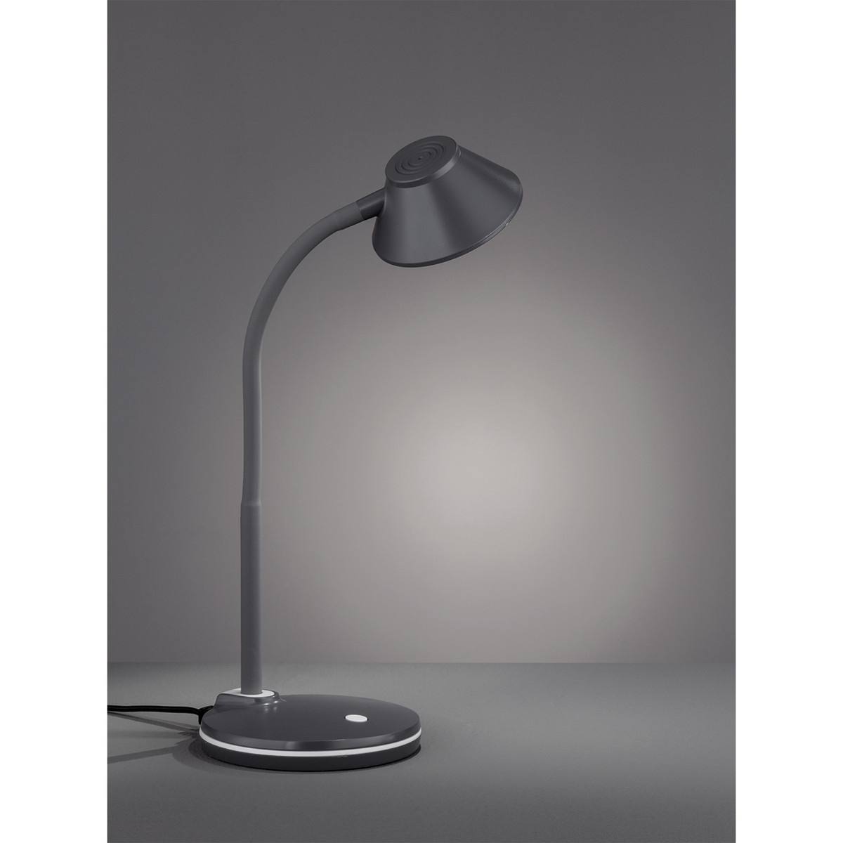 Lampe de bureau LED - Trion Berony - 3W - Blanc Chaud 3000K - Rond - Bras Flexible - Mat Titane - Plastique