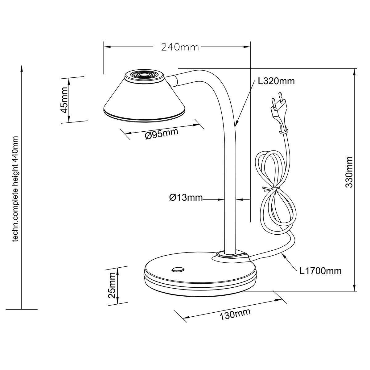 Lampe de bureau LED - Trion Berony - 3W - Blanc Chaud 3000K - Rond - Bras Flexible - Mat Titane - Plastique