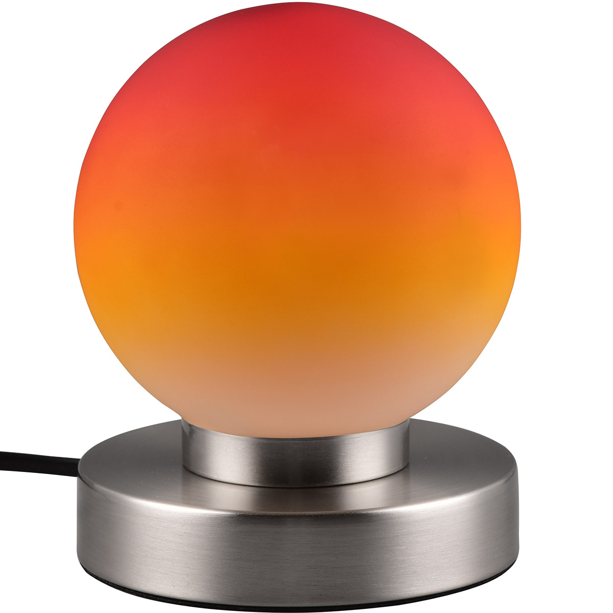 LED Lampe de Table - Trion Bolle - Douille E14 - 1 point lumineux - Nickel Mat - Métal - Verre Orange