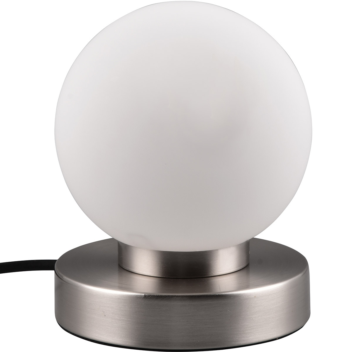 LED Lampe de Table - Trion Bolle - Douille E14 - 1 point lumineux - Nickel Mat - Métal - Verre Blanc