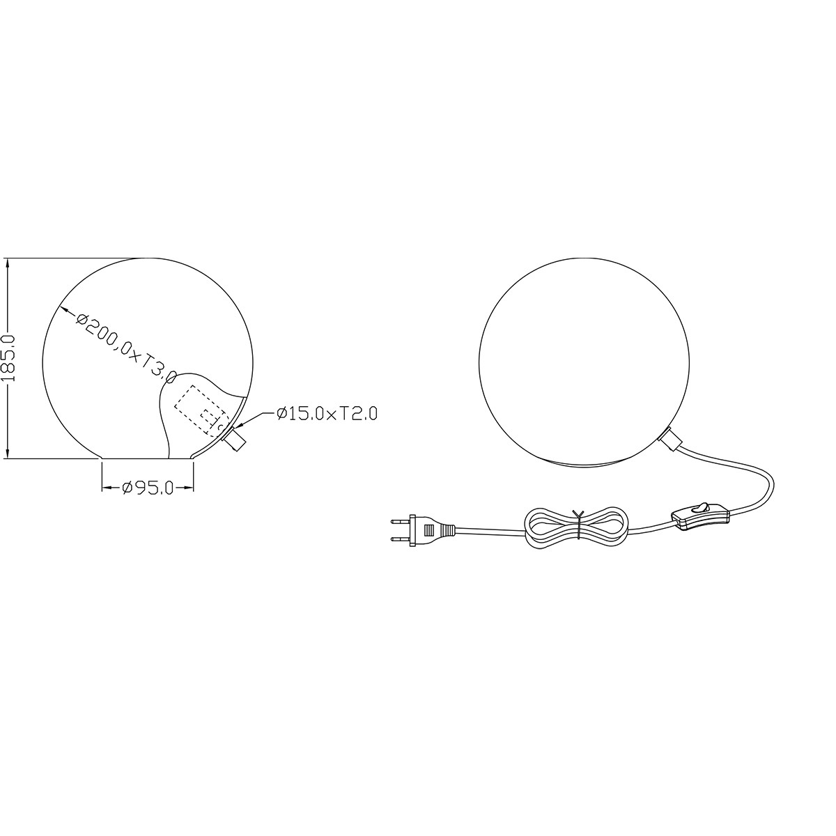 Lampe de Table LED - Trion Boly - Douille E27 - Rond - Blanc Brillant - Verre