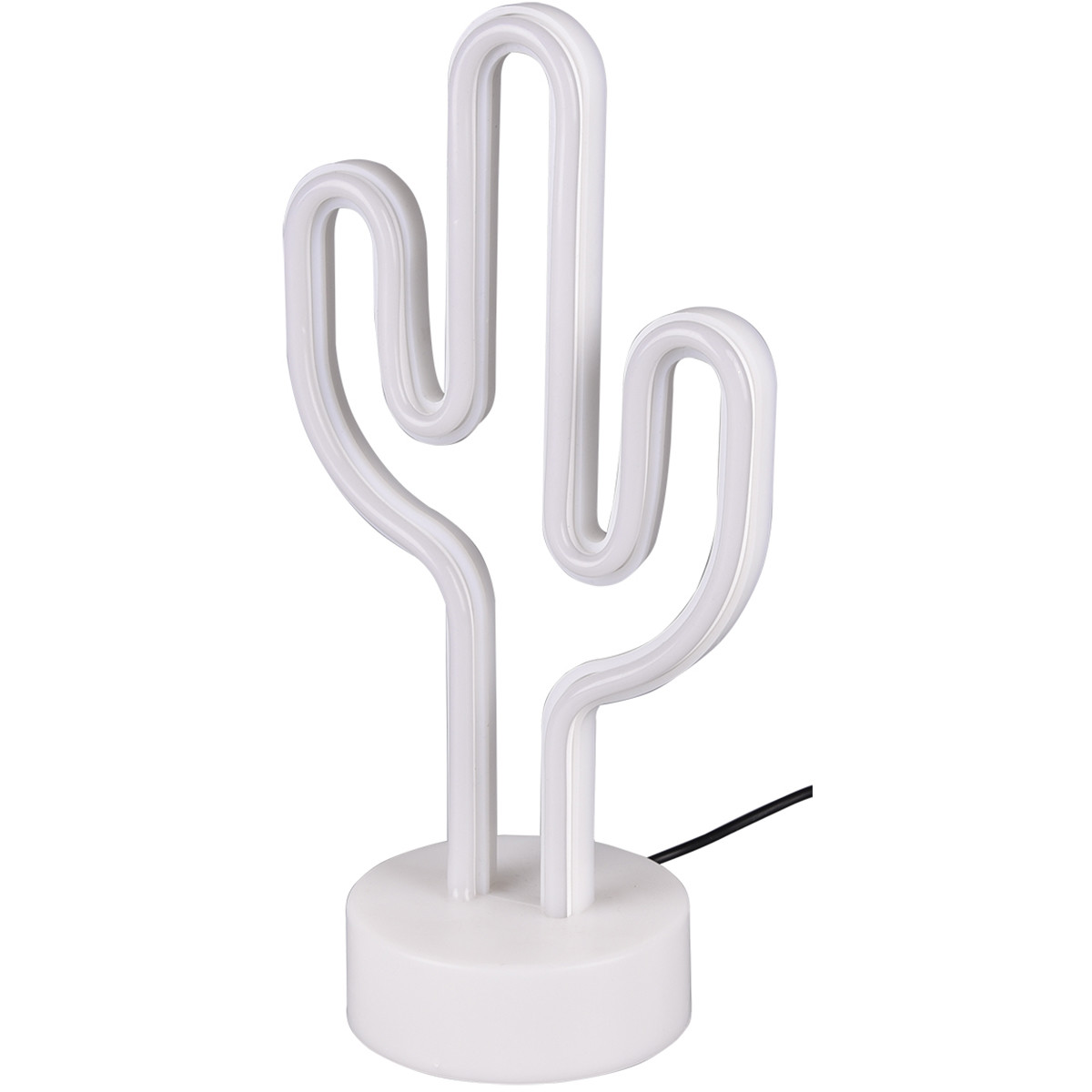 Lampe de Table LED - Trion Cactus - 1W - USB - Rond - Mat Blanc - Plastique