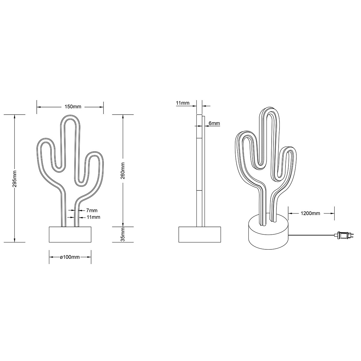 Lampe de Table LED - Trion Cactus - 1W - USB - Rond - Mat Blanc - Plastique