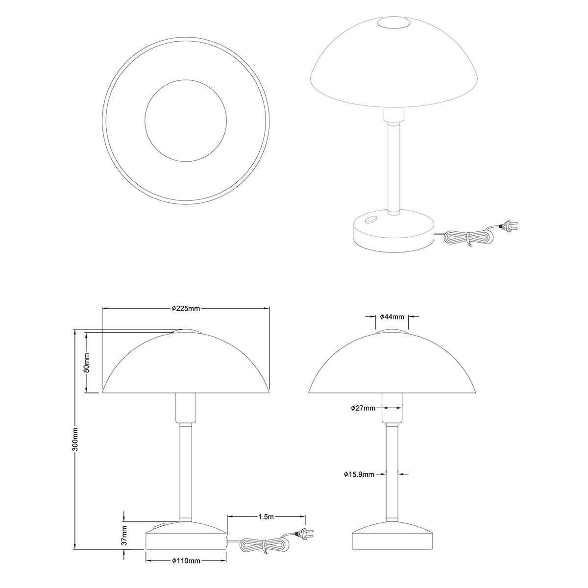 Lampe de Table LED - Trion Dontra - 4W - Blanc Chaud 3000K - Rond - Mat Nickel - Aluminium