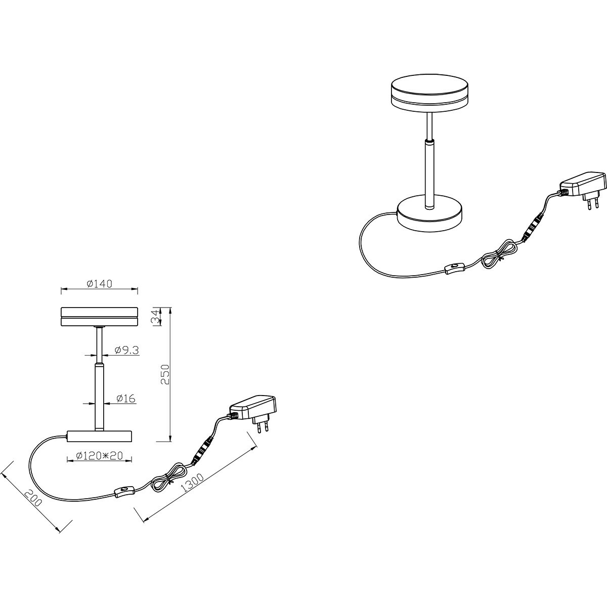 Lampe de Table LED - Trion Franco - 6W - Blanc Chaud 3000K - Rond - Mat Anthracite - Aluminium