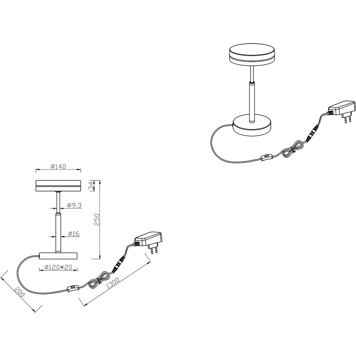 Lampe de Table LED - Trion Franco - 6W - Blanc Chaud 3000K - Rond - Mat Or - Aluminium