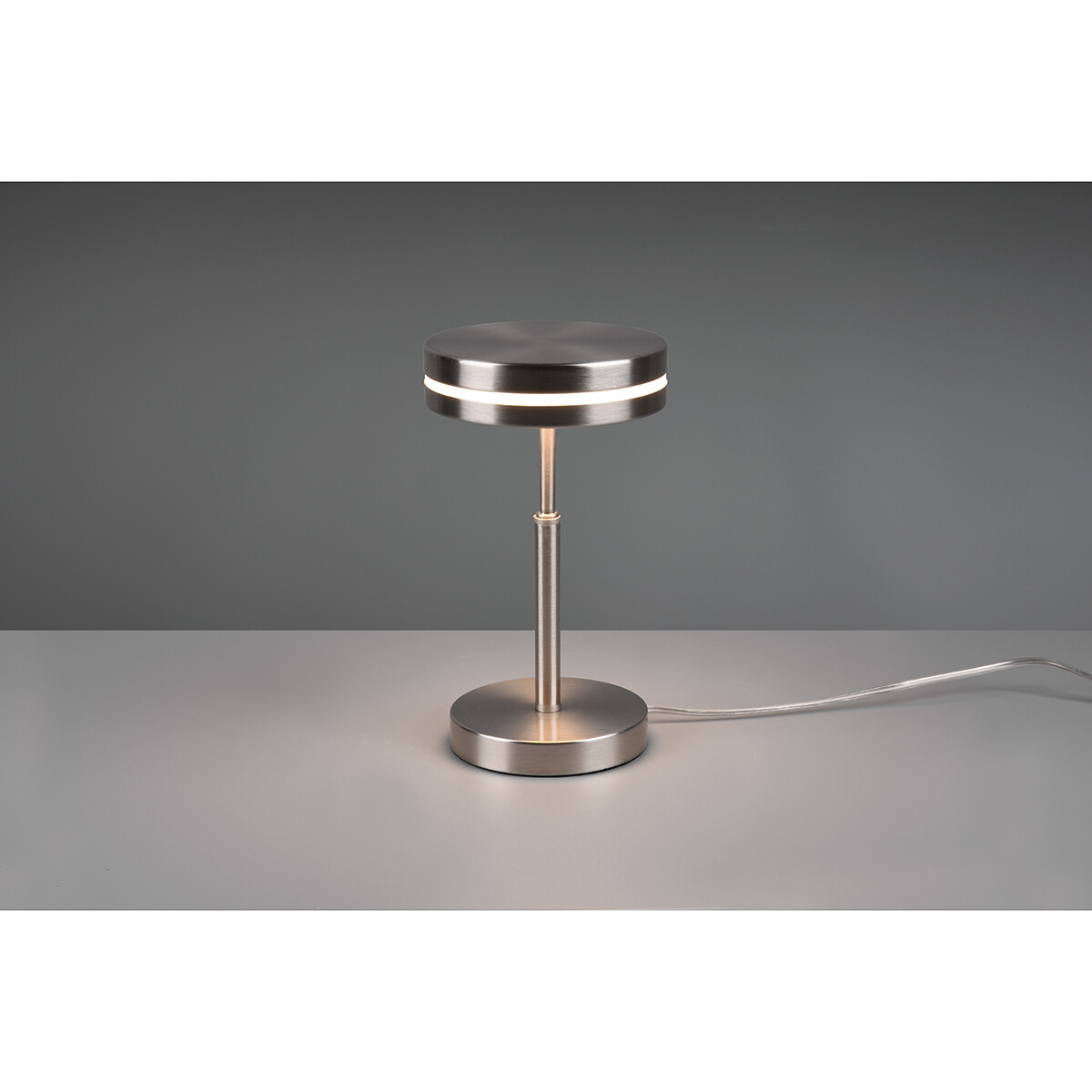 Lampe de Table LED - Trion Franco - 6W - Blanc Chaud 3000K - Rond - Mat Nickel - Aluminium