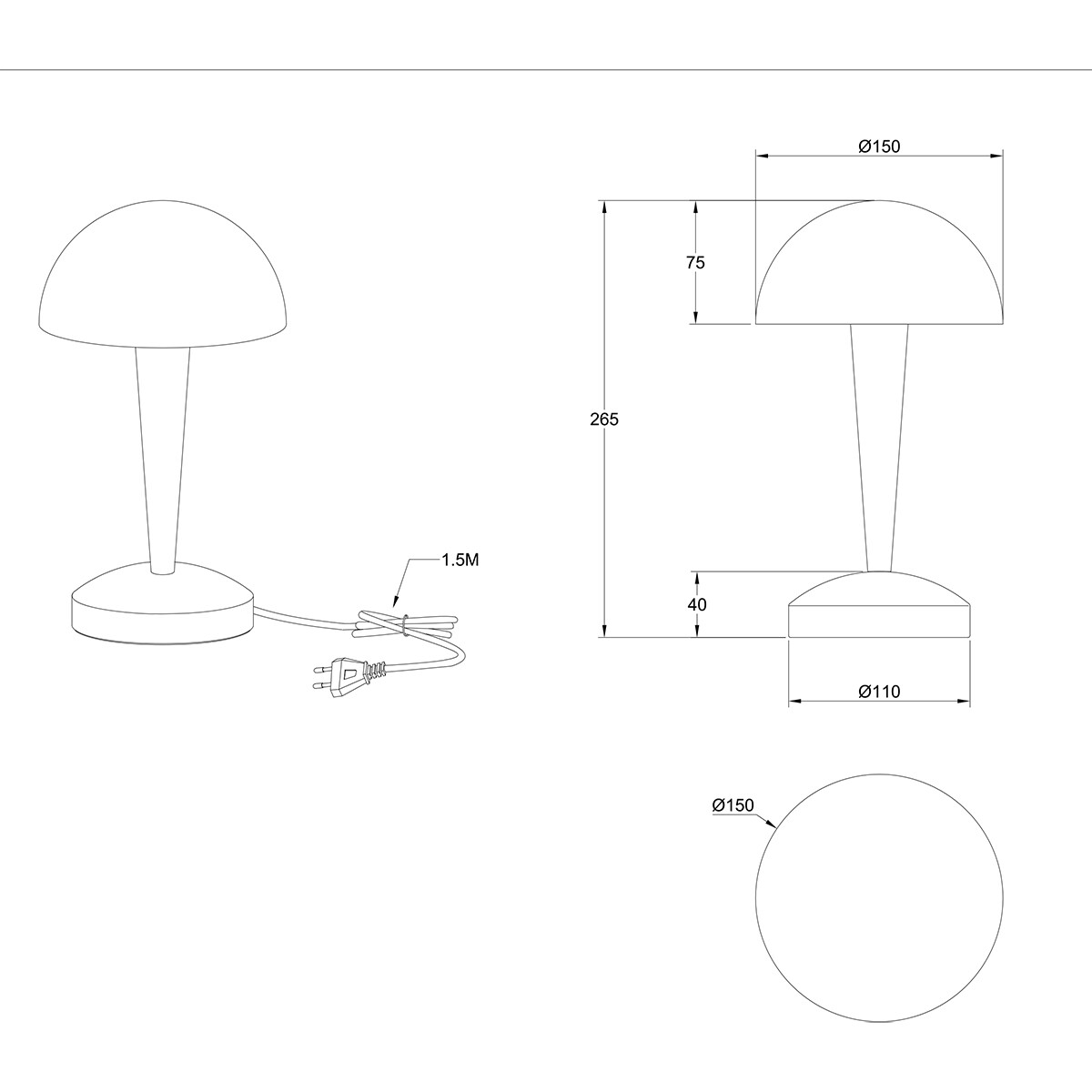 Lampe de table LED - Trion Candin - Douille E14 - Blanc Chaud 3000K - Brun