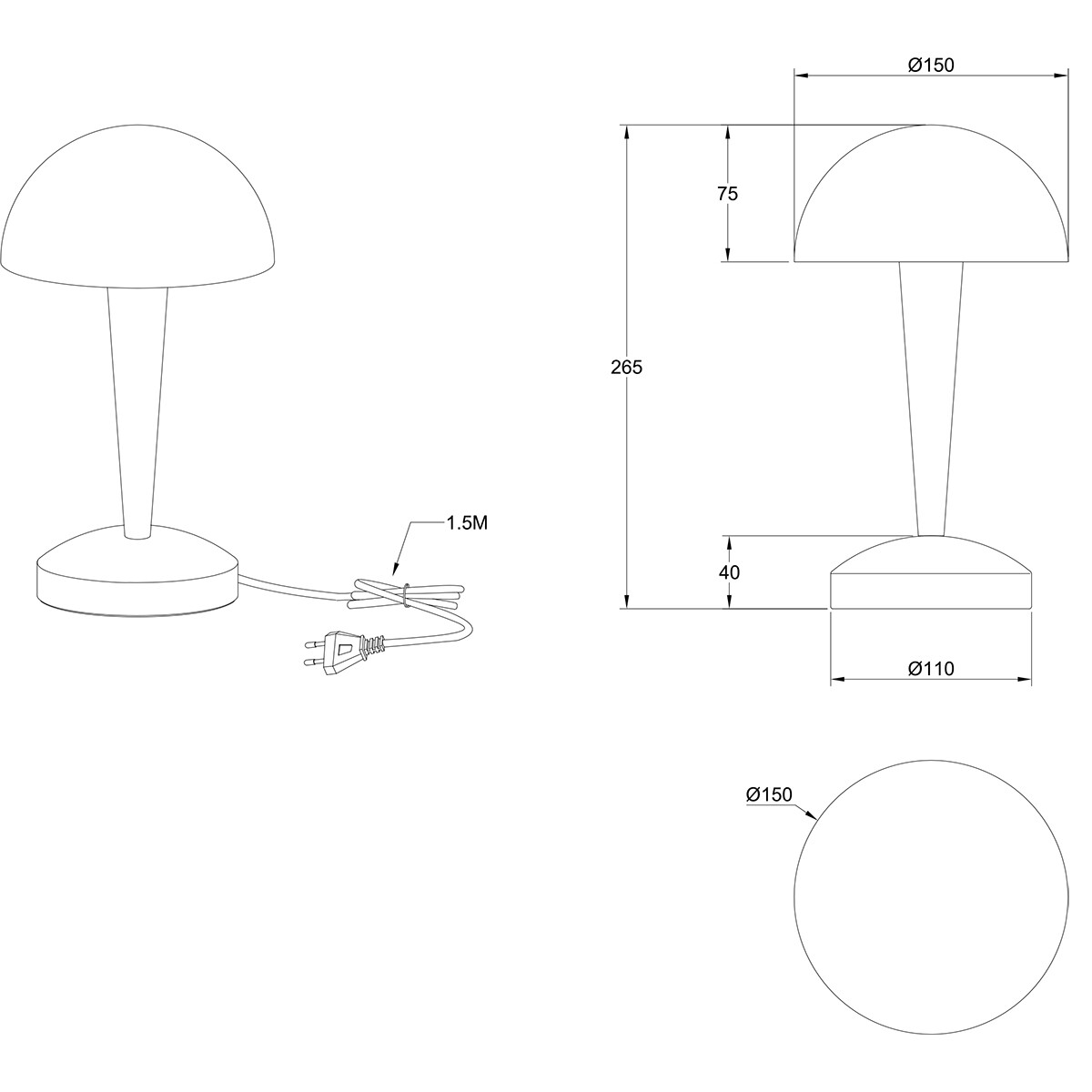 Lampe de table LED - Trion Candin - Douille E14 - Blanc Chaud 3000K - Laiton Mat