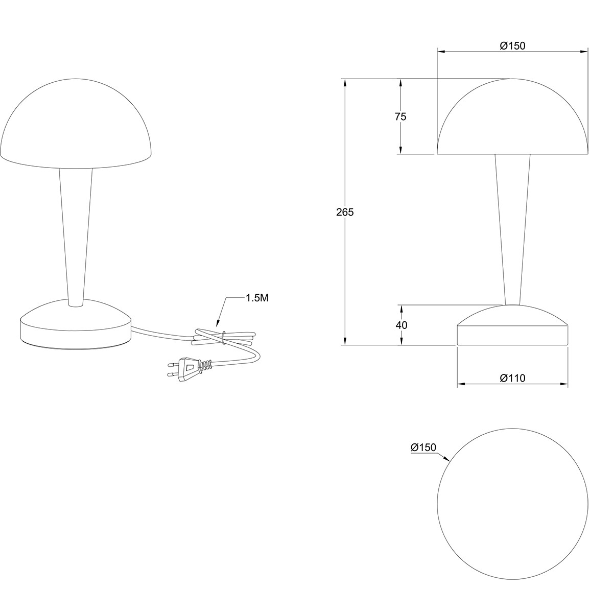 Lampe de table LED - Trion Candin - Douille E14 - Blanc Chaud 3000K - Nickel Mat