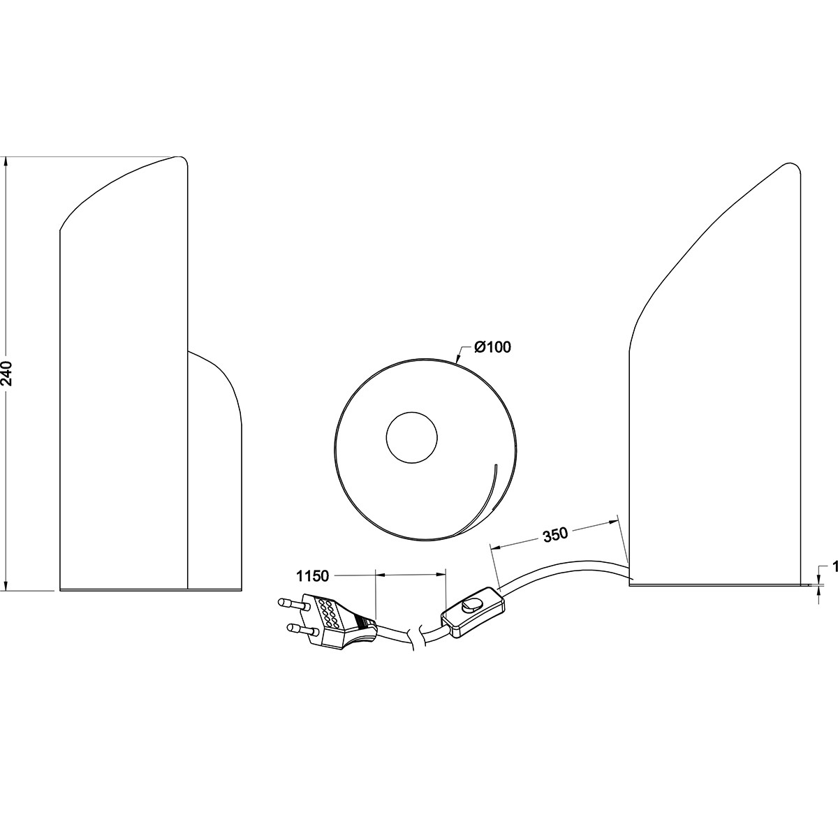 Lampe de Table LED - Trion Fronta - Douille E14 - Rond - Mat Noir - Aluminium