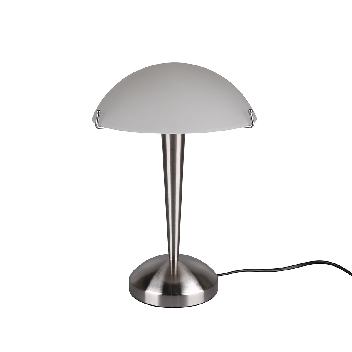 LED Lampe de Table - Trion Ilza - Douille E14 - 1 point lumineux - Nickel Mat - Métal - Verre Blanc