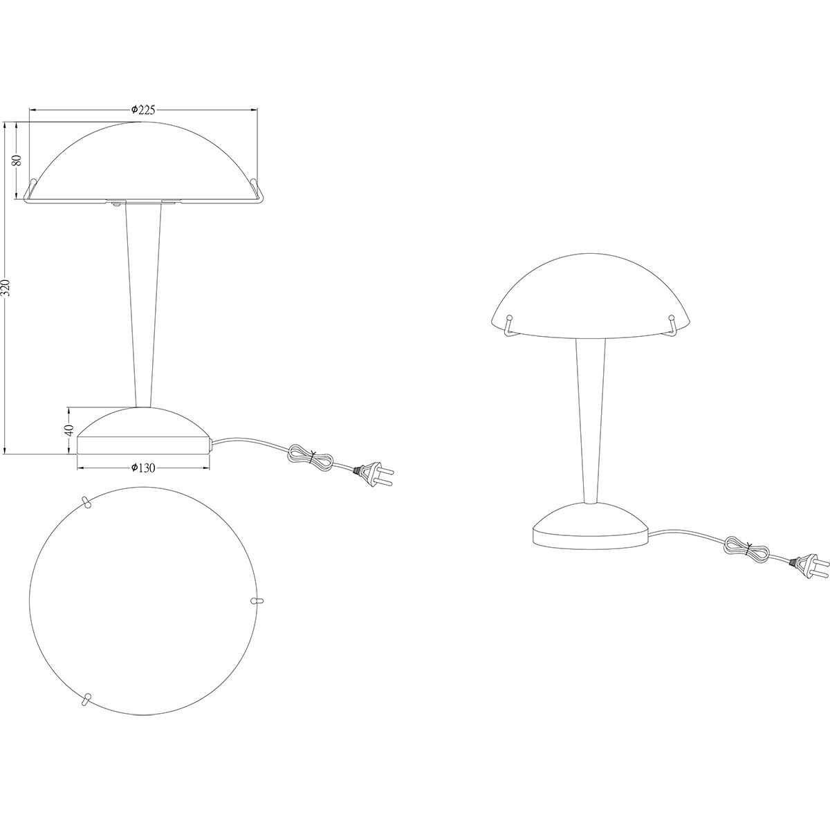 LED Lampe de Table - Trion Ilza - Douille E14 - 1 point lumineux - Nickel Mat - Métal - Verre Blanc