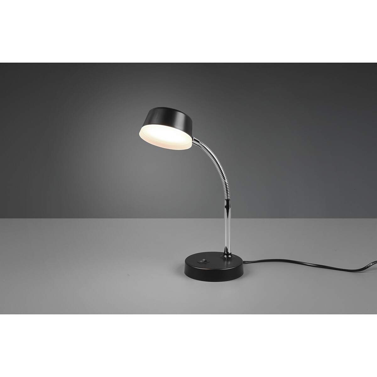 Lampe de bureau LED - Trion Kiki - 4W - Blanc Chaud 3000K - Rond - Mat Noir - Plastique