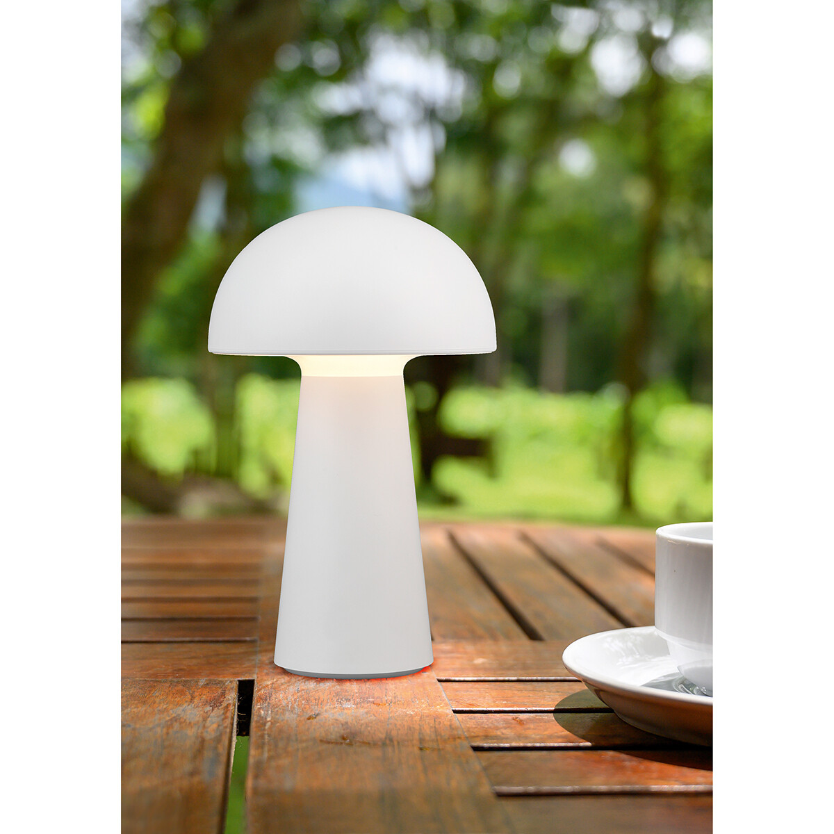 Lampe de Table LED - Éclairage de Table - Trion Lenio - 2W - Blanc Chaud 3000K - Dimmable - Rechargeable par USB - Étanche aux Éclaboussures IP44 - Rond - Mat Blanc - Plastique