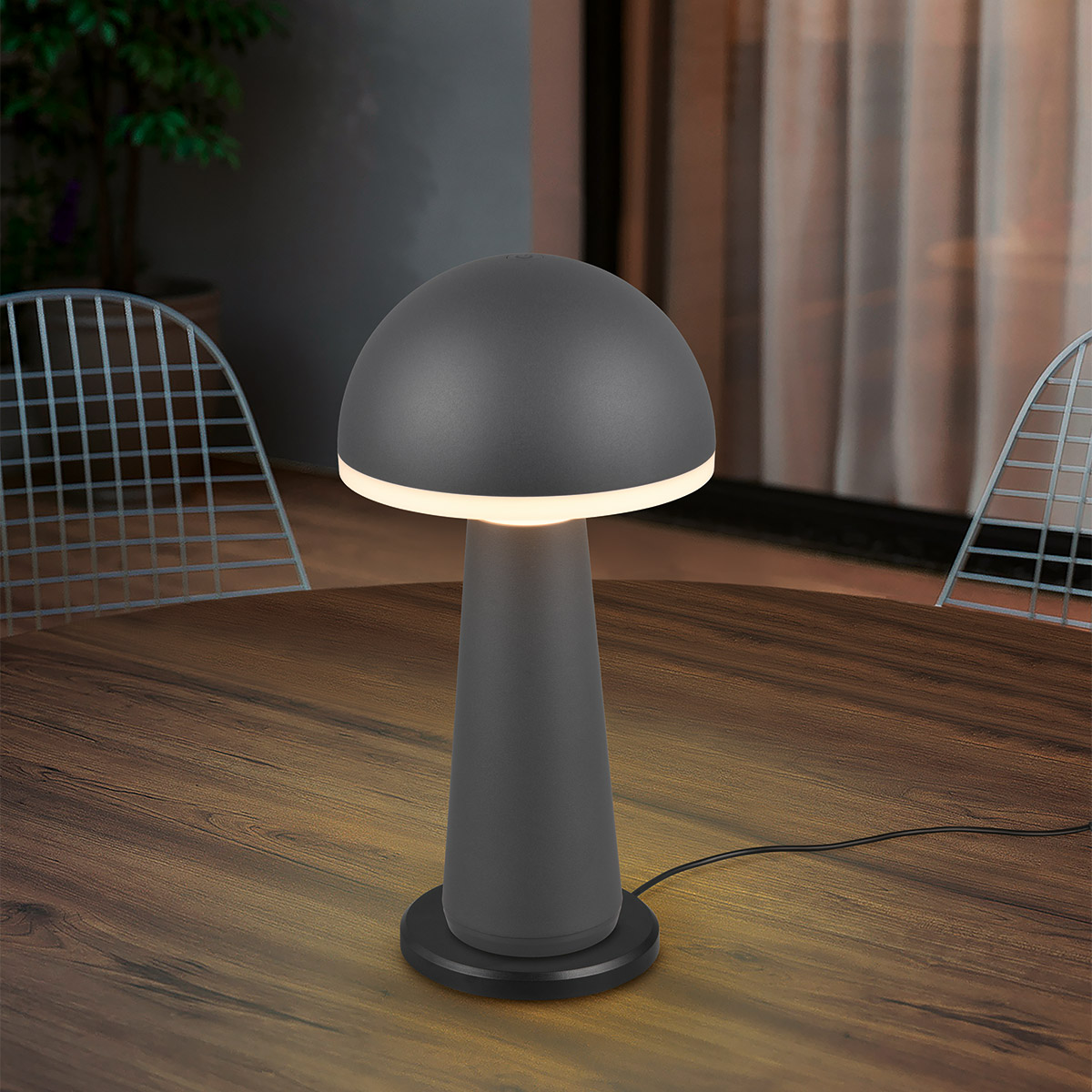 LED Lampe de Table - Trion Lungo - 2W - Couleur Ajustable - Batteries Rechargeables - Anthracite - Aluminium Moulé