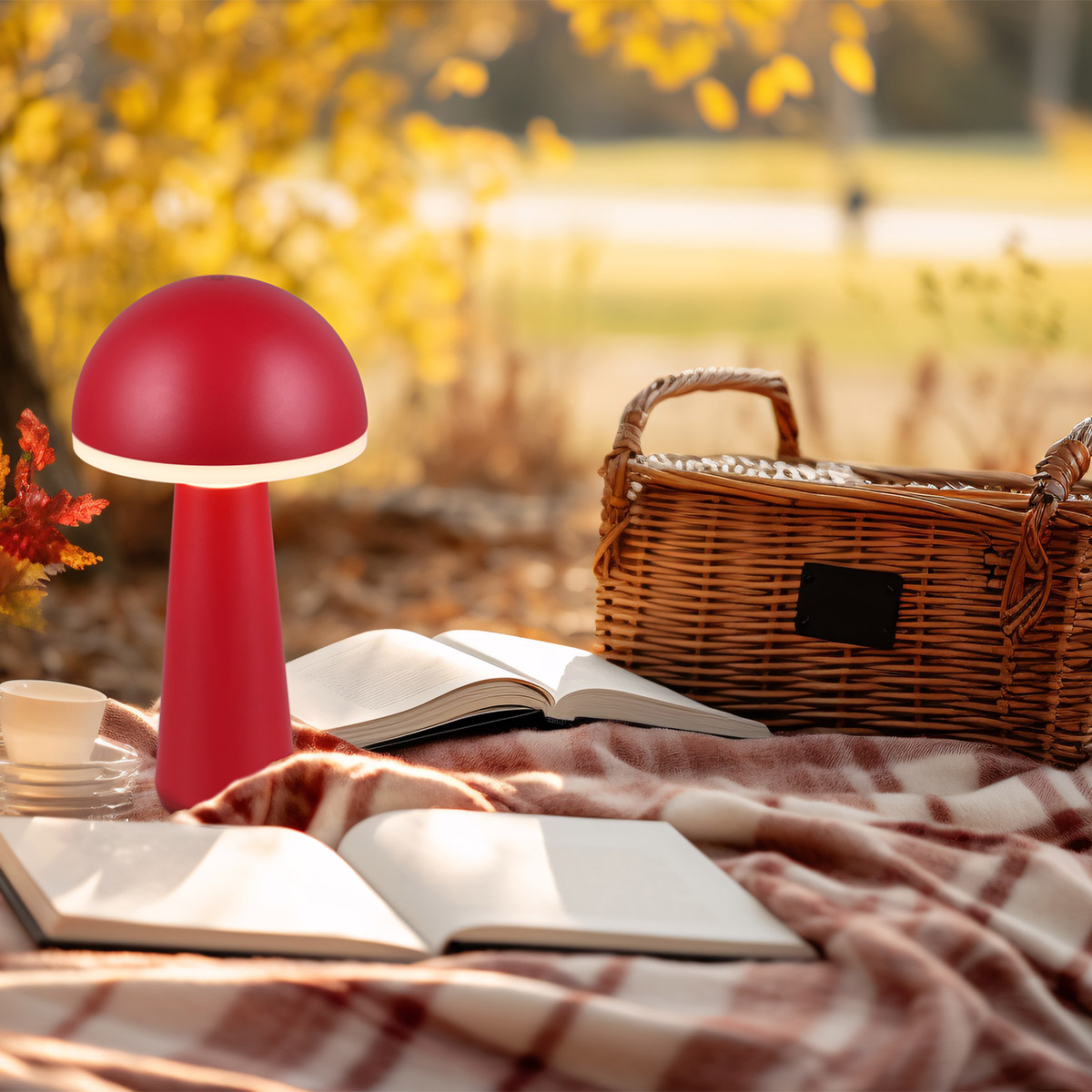 LED Lampe de Table - Trion Lungo - 2W - Couleur Ajustable - Batteries Rechargeables - Rouge - Aluminium Moulé