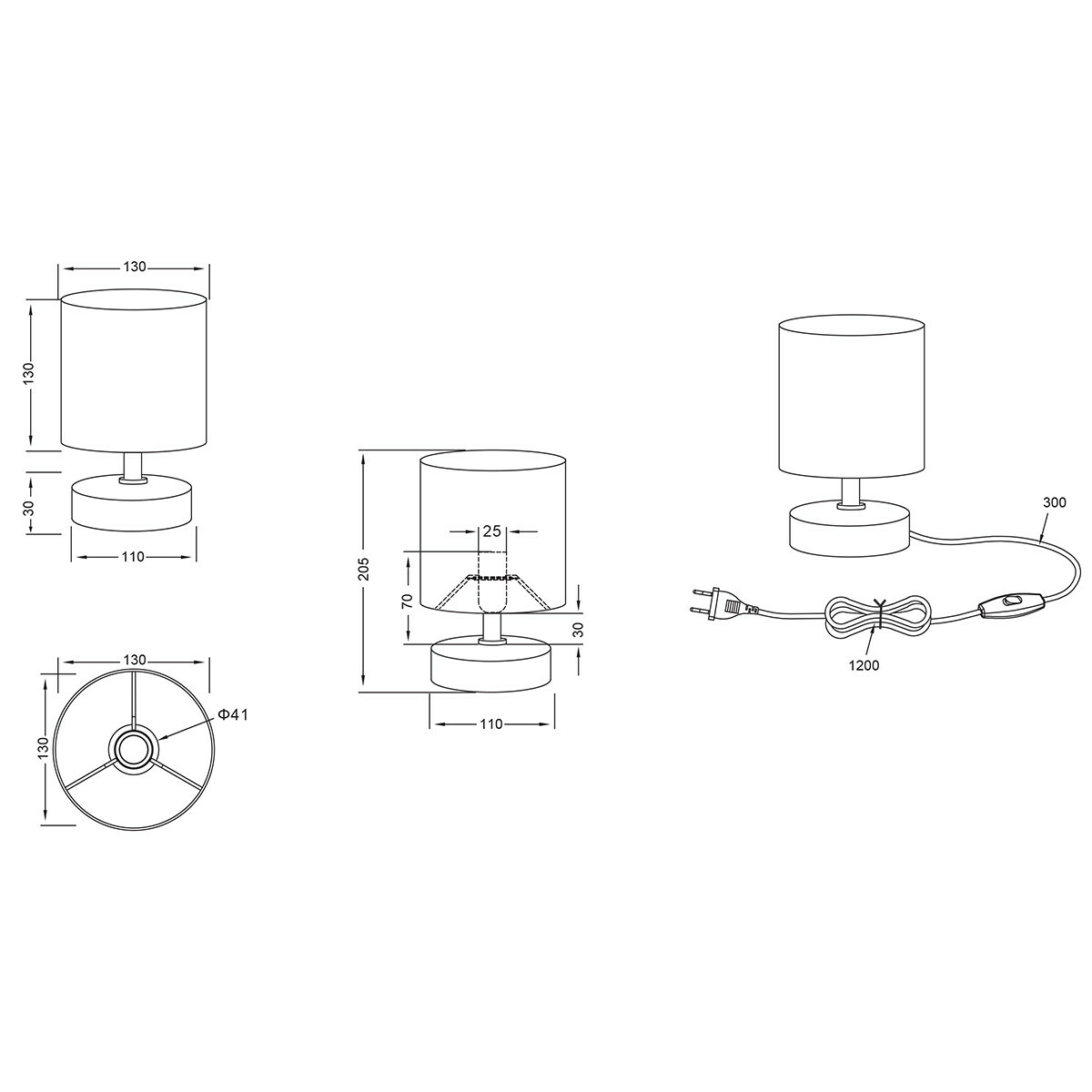 Lampe de Table LED - Trion Maria - Douille E14 - Rond - Mat Brun - Céramique