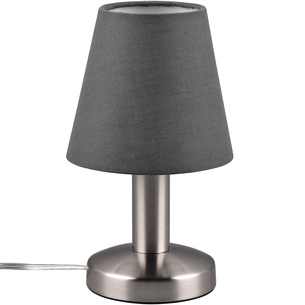 LED Lampe de Table - Trion Masti - Douille E14 - 1 point lumineux - Nickel Mat - Métal - Abat-jour Gris