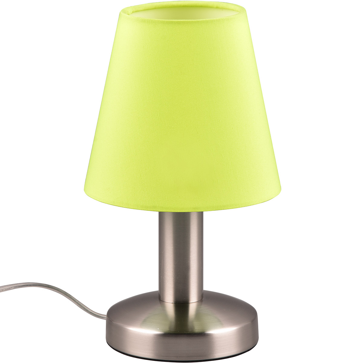 LED Lampe de Table - Trion Masti - Douille E14 - 1 point lumineux - Nickel Mat - Métal - Abat-jour Vert