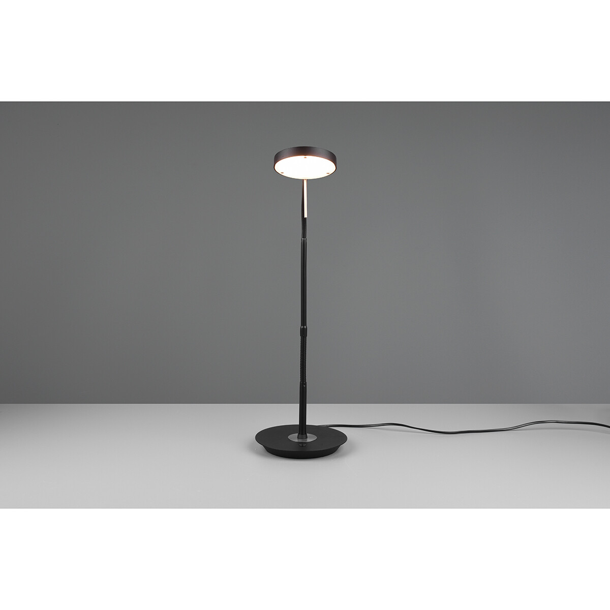 Lampe de Table LED - Trion Monzino - 12W - Couleur de lumière ajustable - Dimmable - Rond - Mat Noir - Aluminium