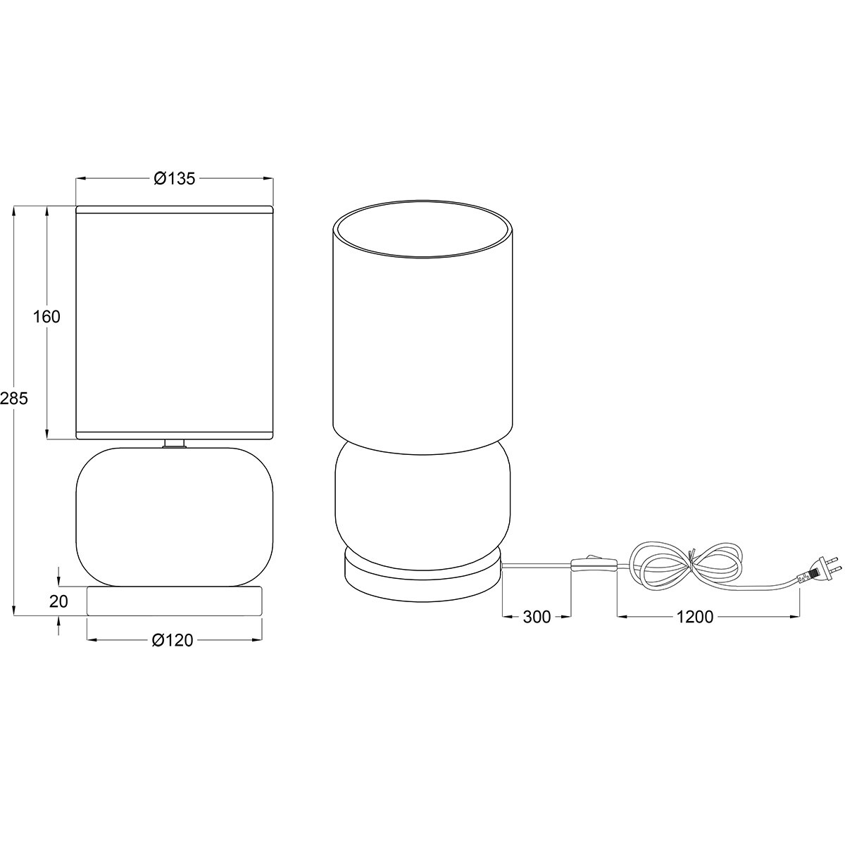 LED Lampe de Table - Trion Oliy - Douille E27 - Rond - Noir Mat - Métal - Verre Ambre