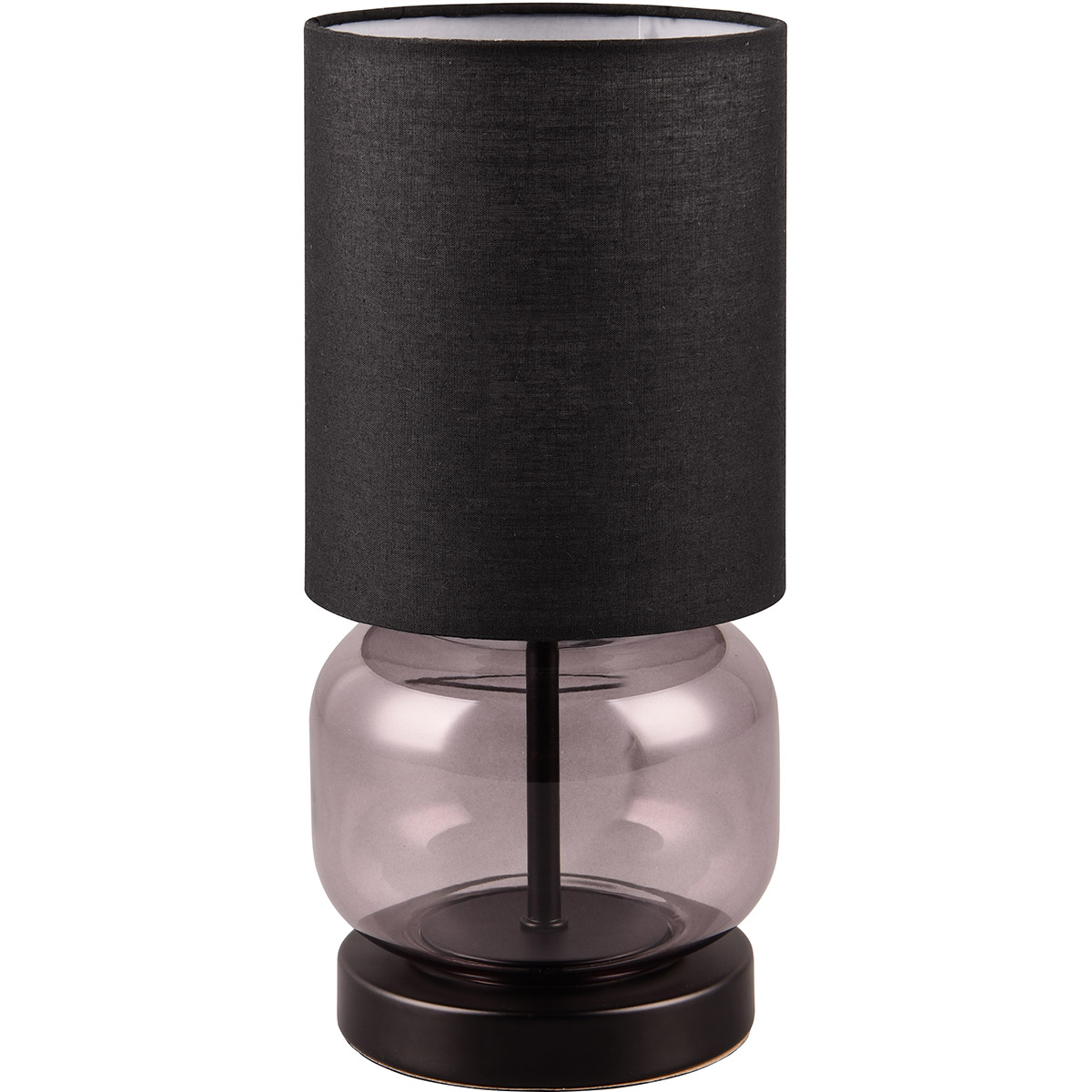 LED Lampe de Table - Trion Oliy - Douille E27 - Rond - Noir Mat - Métal - Verre Fumé