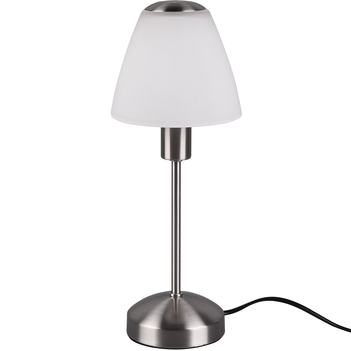 LED Lampe de Table - Trion Orea - Douille E14 - 1 point lumineux - Nickel Mat - Métal - Verre Blanc