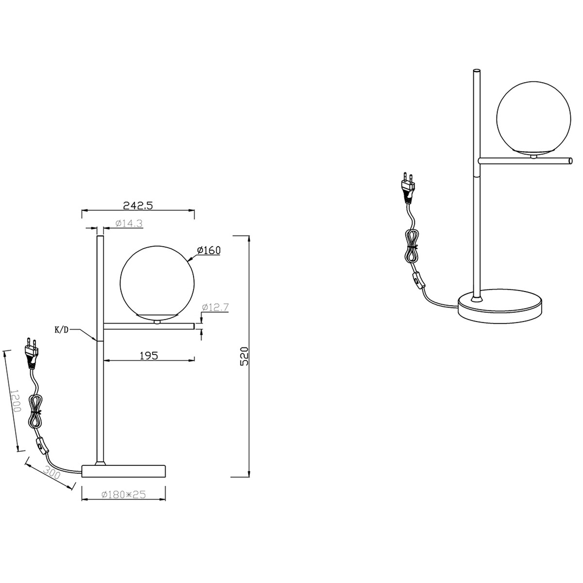 Lampe de Table LED - Trion Pora - Douille E14 - Rond - Mat Or - Aluminium