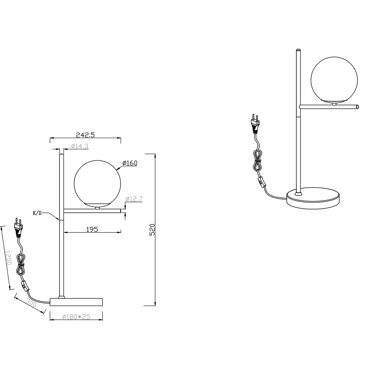 Lampe de Table LED - Trion Pora - Douille E14 - Rond - Mat Anthracite - Aluminium