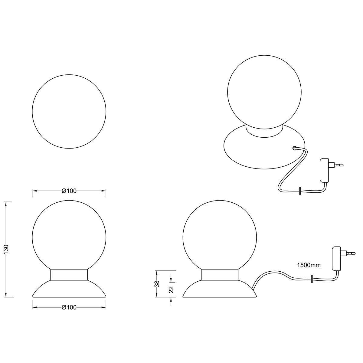 Lampe de Table LED - Trion Princy - 3W - Blanc Chaud 3000K - Dimmable - Rond - Mat Or - Aluminium