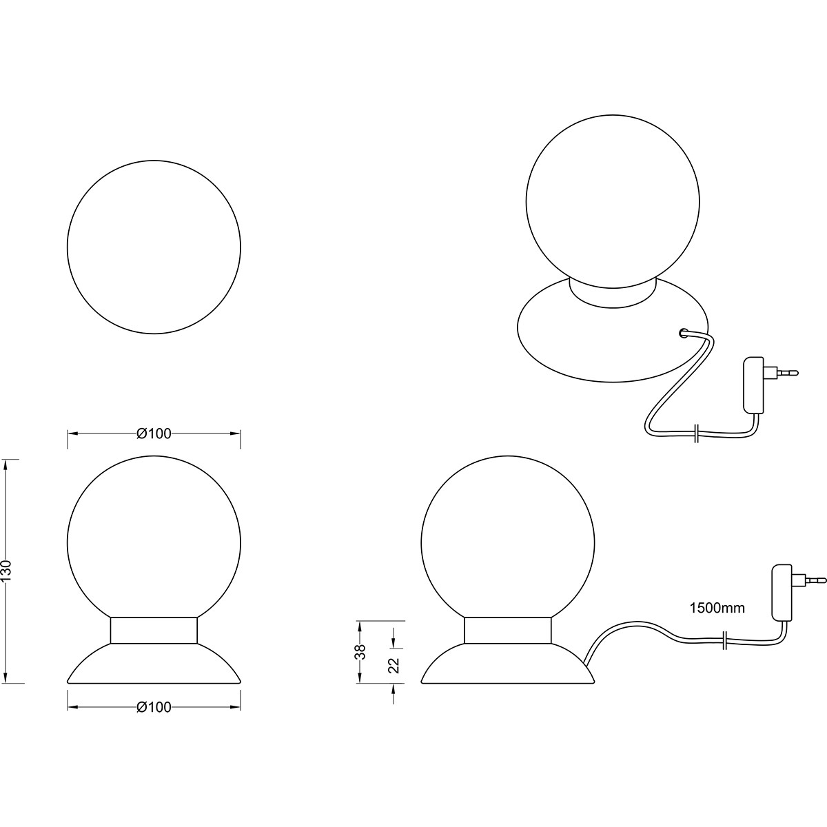 Lampe de Table LED - Trion Princy - 3W - Blanc Chaud 3000K - Dimmable - Rond - Mat Nickel - Aluminium