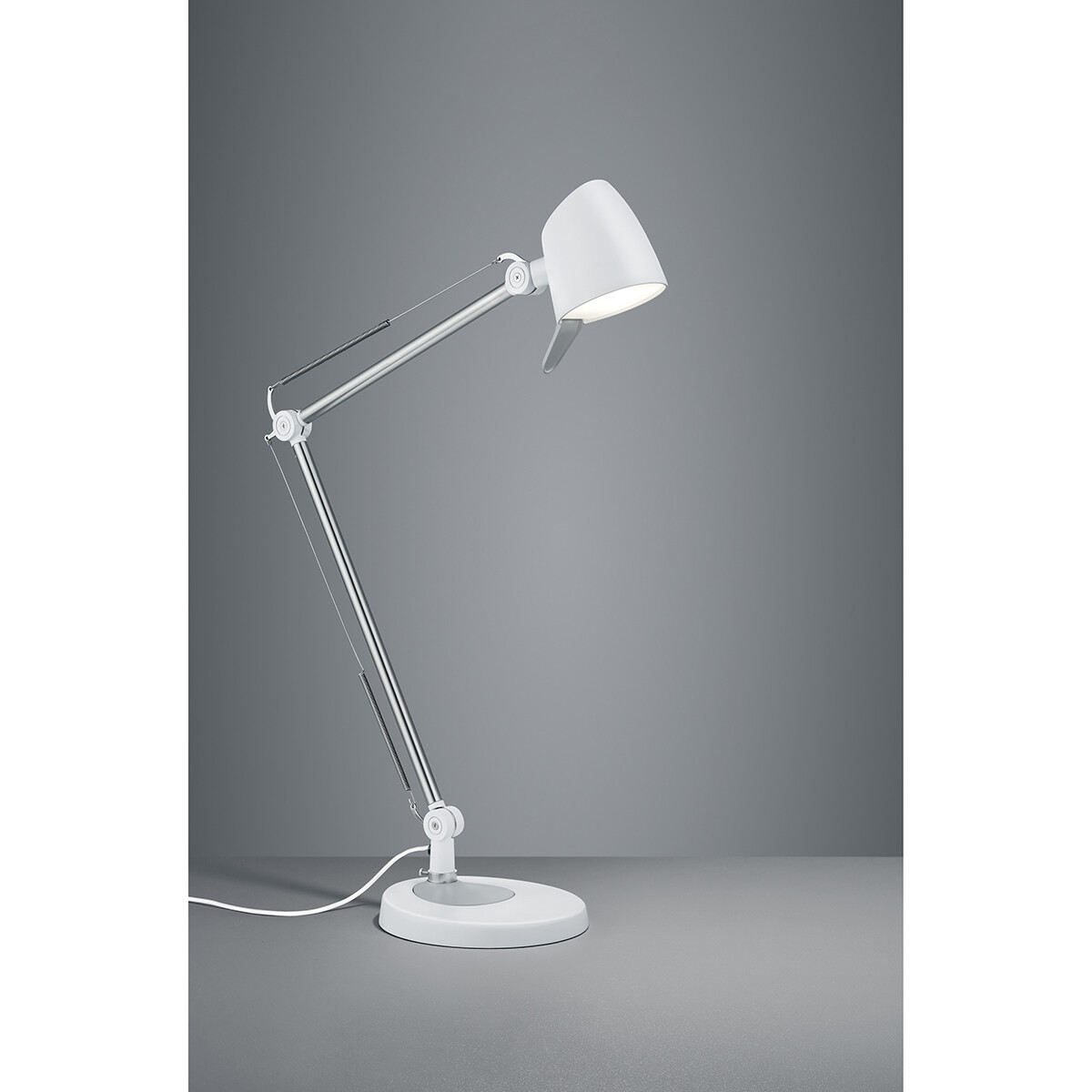 Lampe de bureau LED - Trion Radino - 5W - Couleur de lumière ajustable - Dimmable - Rond - Mat Blanc - Aluminium