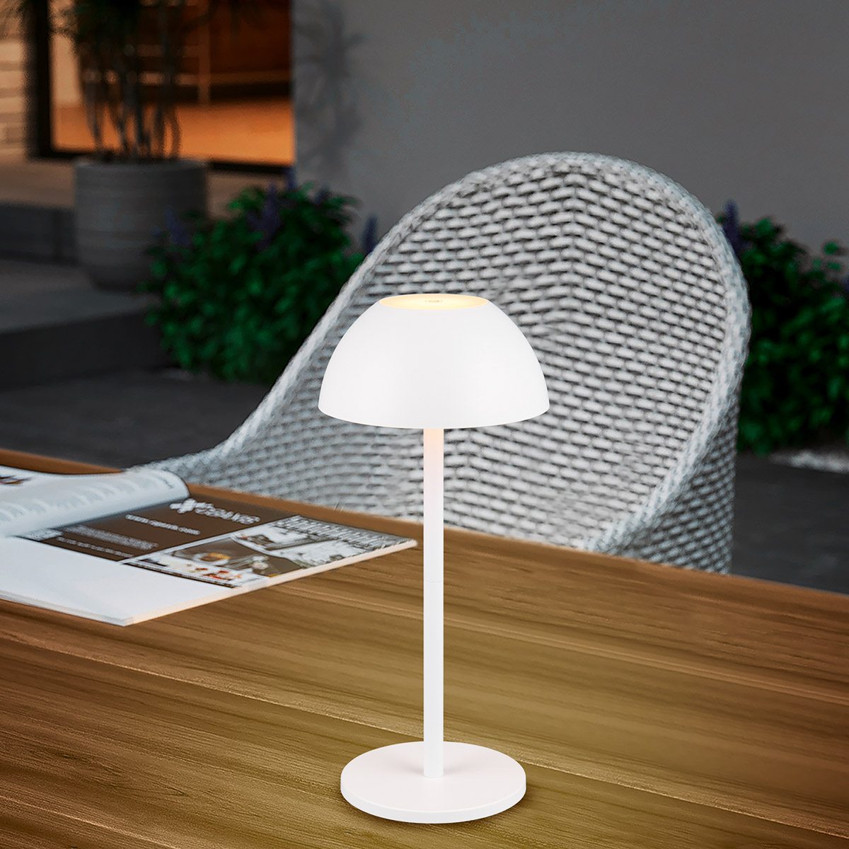 LED Lampe de Table - Trion Rado - 1.7W - Blanc Chaud 3000K - Batteries Rechargeables - Blanc Mat - Plastique