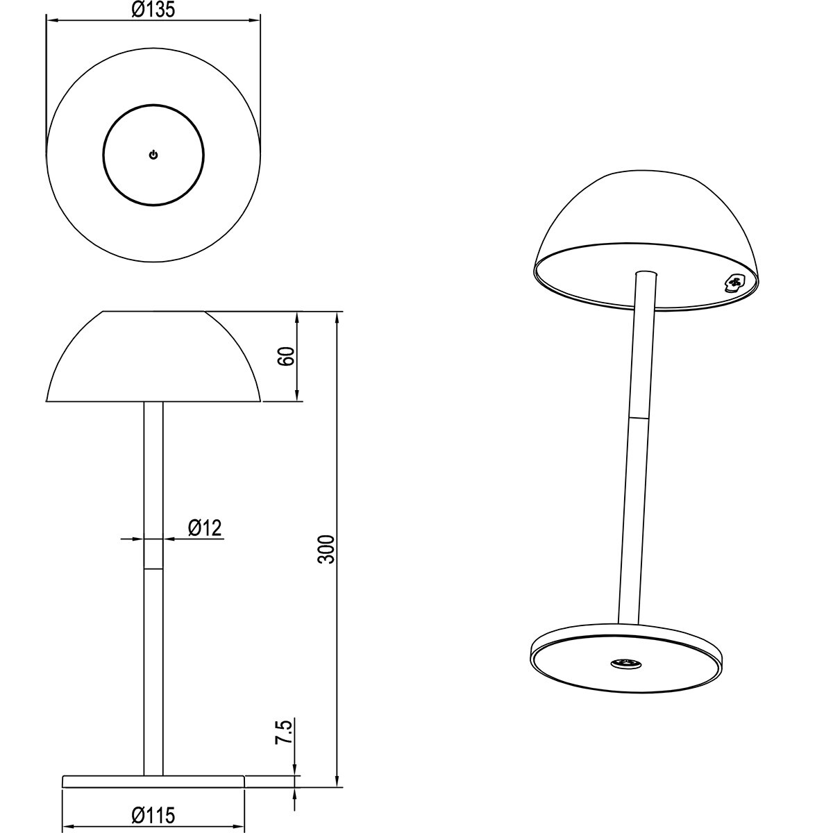 LED Lampe de Table - Trion Rado - 1.7W - Blanc Chaud 3000K - Batteries Rechargeables - Rouge - Plastique