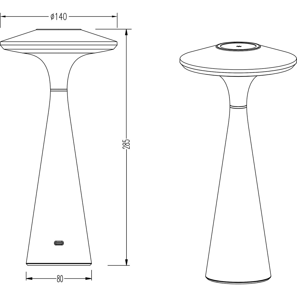 LED Lampe de Table - Trion Rezo - 2W - Couleur Ajustable - Batteries Rechargeables - Gris - Plastique