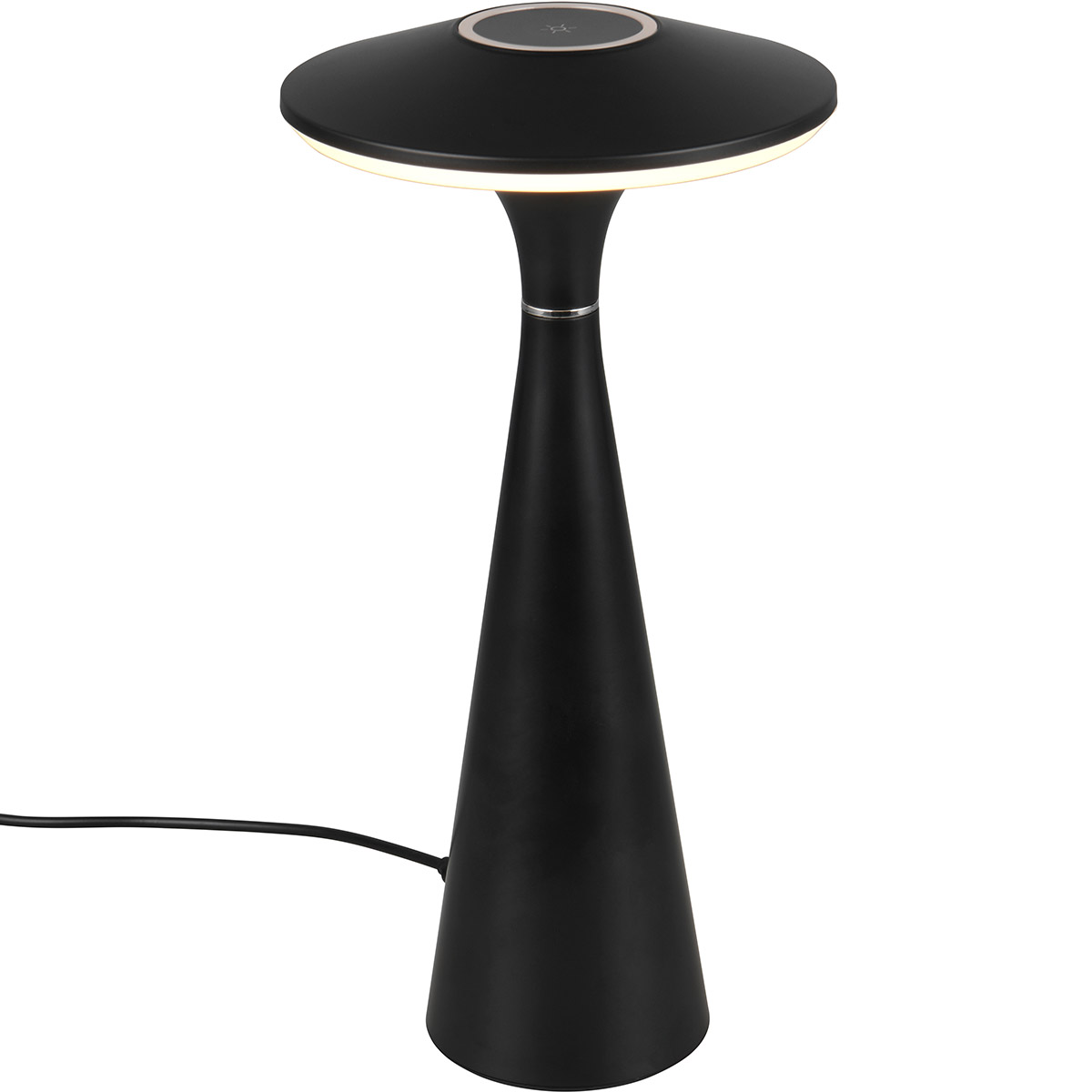 LED Lampe de Table - Trion Rezo - 2W - Couleur Ajustable - Batteries Rechargeables - Noir Mat - Plastique