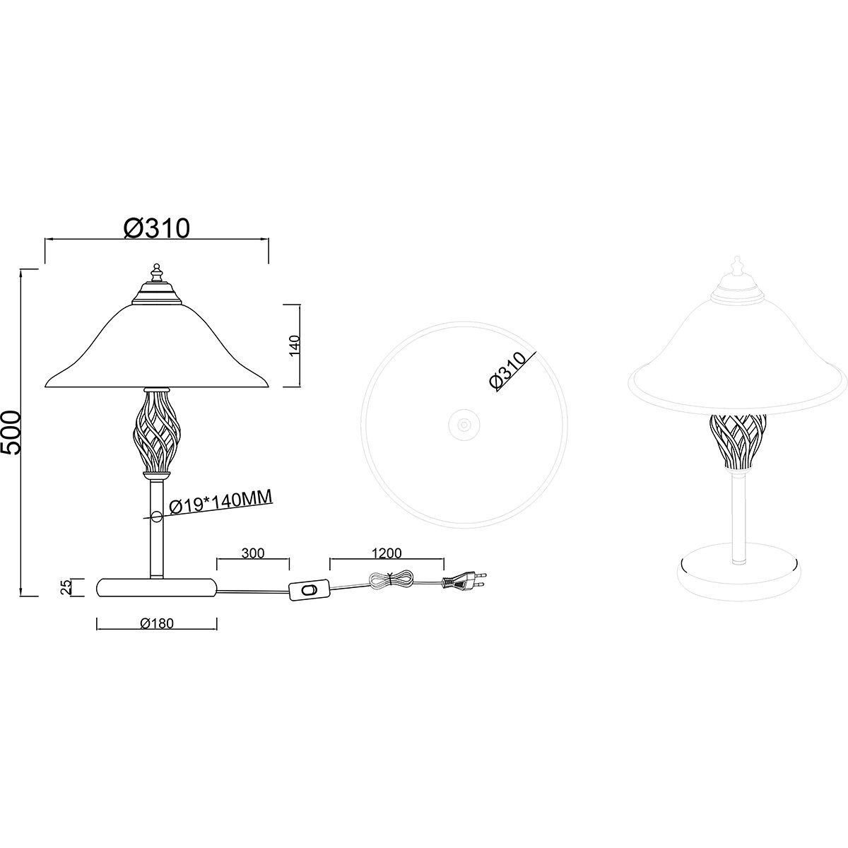 Lampe de Table LED - Trion Rustina - Douille E14 - 2-lumières - Rond - Couleur Rouille - Aluminium